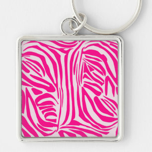 Druckmuster mit rosa Zebrastreifen Schlüsselanhänger