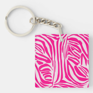 Druckmuster mit rosa Zebrastreifen Schlüsselanhänger