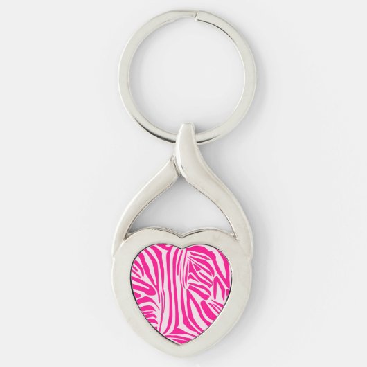 Druckmuster mit rosa Zebrastreifen Schlüsselanhänger (Vorderseite)
