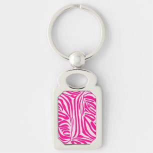 Druckmuster mit rosa Zebrastreifen Schlüsselanhänger