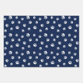 Druckmuster mit weißem Pfoten auf Rot Grün Blau Geschenkpapier Set (Vorderseite 3)