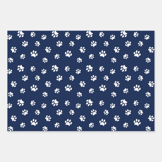 Druckmuster mit weißem Pfoten auf Rot Grün Blau Geschenkpapier Set (Vorderseite 3)