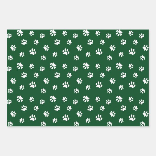 Druckmuster mit weißem Pfoten auf Rot Grün Blau Geschenkpapier Set (Vorderseite 2)