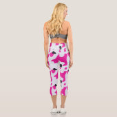 Druckmuster Rosa und Schwarz Kuh Capri Leggings (Rückseite)