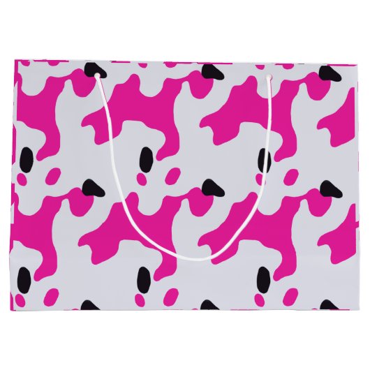 Druckmuster Rosa und Schwarz Kuh Große Geschenktüte (Rückseite)