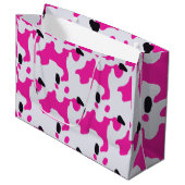 Druckmuster Rosa und Schwarz Kuh Große Geschenktüte (Vorderseite Schrägansicht)