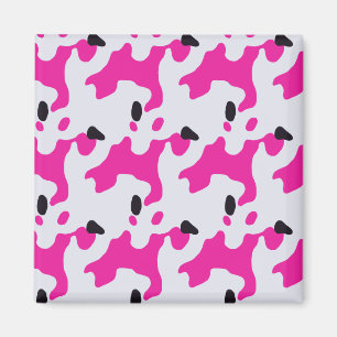 Druckmuster Rosa und Schwarz Kuh Magnet