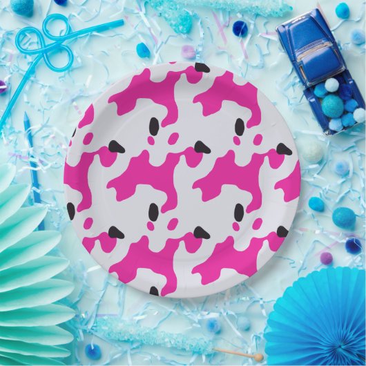 Druckmuster Rosa und Schwarz Kuh Pappteller (Party)