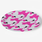 Druckmuster Rosa und Schwarz Kuh Pappteller (Schrägansicht)