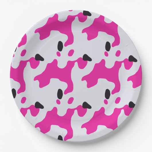 Druckmuster Rosa und Schwarz Kuh Pappteller (Vorderseite)