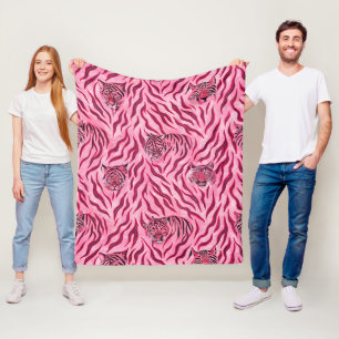 Druckmuster Rosa und Schwarz Tiger Fleecedecke
