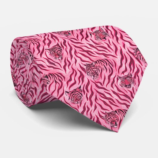 Druckmuster Rosa und Schwarz Tiger Krawatte (Gerollt)