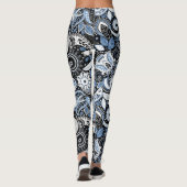 Druckmuster Weiß & Blau Paisley Leggings (Rückseite)