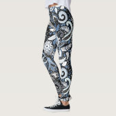Druckmuster Weiß & Blau Paisley Leggings (Links)