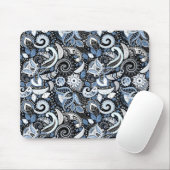 Druckmuster Weiß & Blau Paisley Mousepad (Mit Mouse)
