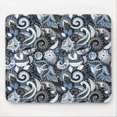 Druckmuster Weiß & Blau Paisley Mousepad (Vorne)