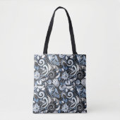 Druckmuster Weiß & Blau Paisley Tasche (Vorderseite)
