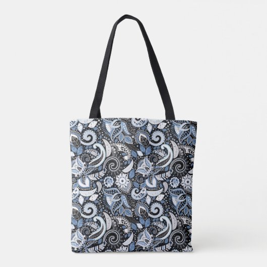 Druckmuster Weiß & Blau Paisley Tasche (Rückseite)