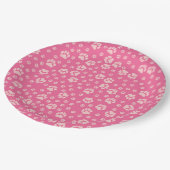 Druckpapier-Teller mit Hot Pink Pappteller (Schrägansicht)