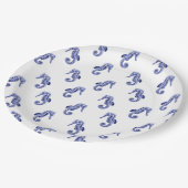 Druckpapiertafel für blaues und weißes Seepferd Pappteller (Schrägansicht)