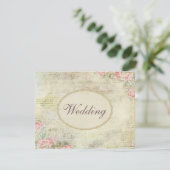 Druckperlen u. Wedding Spitze-Shabby Chic-Rosen Einladung (Stehend Vorderseite)