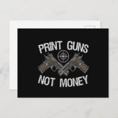 Druckpistolen kein Geld Funny Patriotic Guns Liebh Ankündigungspostkarte (Vorne/Hinten)