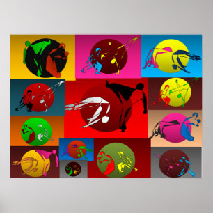 Druckplakat capoeira Spielsonnenuntergang Poster