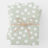 Druckpunkte von Tieren werden grün und weiß darges Geschenkpapier Set (Beispiel)