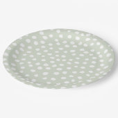 Druckpunkte von Tieren werden grün und weiß darges Pappteller (Schrägansicht)