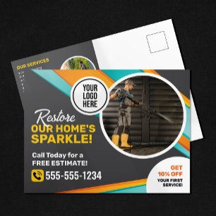 Druckreinigung Hausreinigung Power Wash Service Postkarte