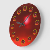 DRUCKrote KARMINROTE EDELSTEINE 3D Große Wanduhr (Winkel)