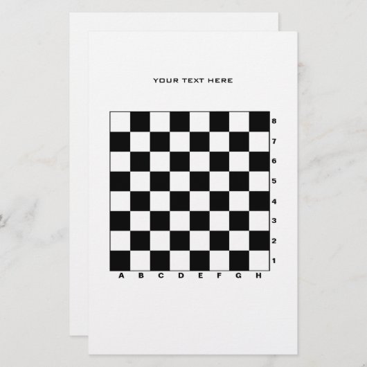 Druckschachbrett mit Zahlen und Buchstaben Briefpapier (Vorne/Hinten)