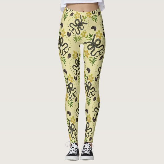 Druckschlange und Blume Leggings (Vorderseite)