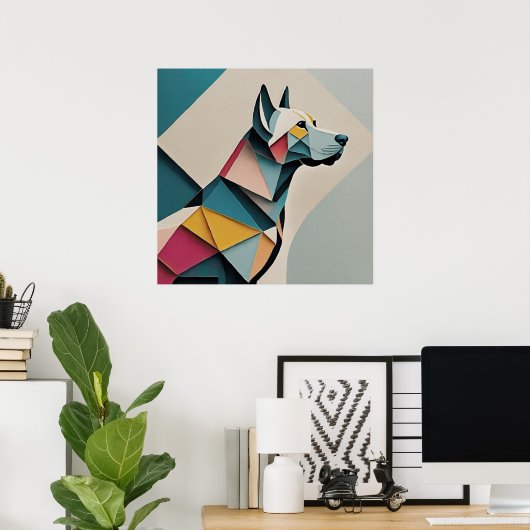 Druckschönes geometrisches Beispiel Dog Poster (Heimbüro)