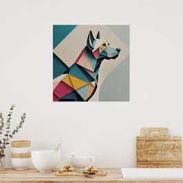 Druckschönes geometrisches Beispiel Dog Poster
