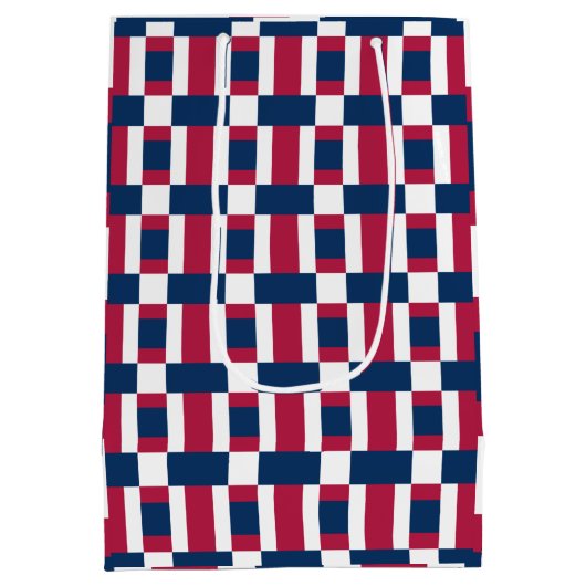 Druckschrift in rot-weiß und blau mittlere geschenktüte (Rückseite)