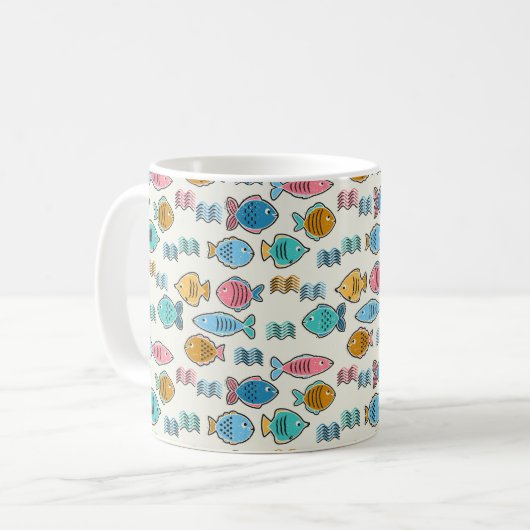 Druckschule für Fischblöcke Kaffeetasse (Vorderseite Links)
