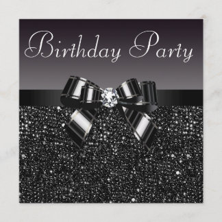 Drucksequins-, Bogen-u. Diamant-Geburtstags-Party Einladung
