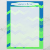 Druckskala für blaue und grüne Zickzack Stationeri Briefbogen (Vorderseite)