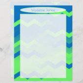 Druckskala für blaue und grüne Zickzack Stationeri Briefbogen (Vorne/Hinten)