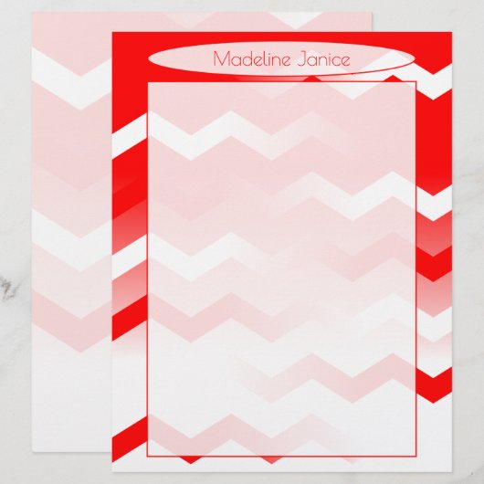 Druckskala, rot-weiß, Zickzack Briefbogen (Vorne/Hinten)