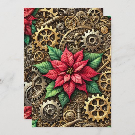 Druckstampunktschloss mit Poinsettia Einladung (Vorne/Hinten)