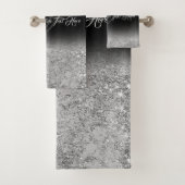Druckstrahleffekt Bling Silver Glam schwarz Badhandtuch Set (Insitu)