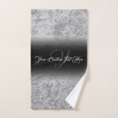 Druckstrahleffekt Bling Silver Glam schwarz Badhandtuch Set (Handtuch)