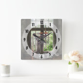 Drucktaste nach Fenster Quadratische Wanduhr (Zuhause)