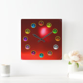 DRUCKTE 3D-FARBEN GEMSTONS QUADRATISCHE WANDUHR (Zuhause)