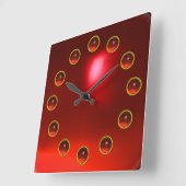 DRUCKTE 3D-ROTE RUBY GEMSTONES QUADRATISCHE WANDUHR (Winkel)