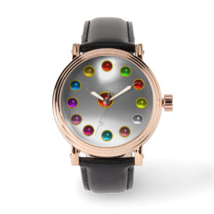 DRUCKTE 3D-ROTE RUBY- UND FARBEN GEMSTONS ARMBANDUHR