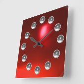 DRUCKTE 3D-ROTE RUBY UND WEISSE GEMSTONEN QUADRATISCHE WANDUHR (Winkel)