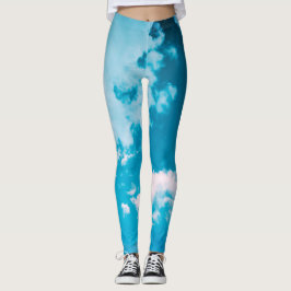 DRUCKTE Leggings PINK UND BLUE CLOUUES